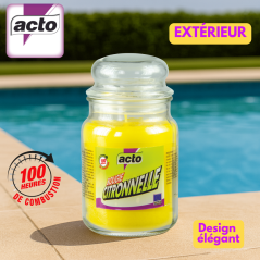 Bougie 500g parfumée citronnelle avec couvercle étanche pour extérieur