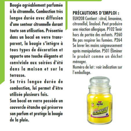 Candela profumata di citronnella in barattolo di vetro duraturo