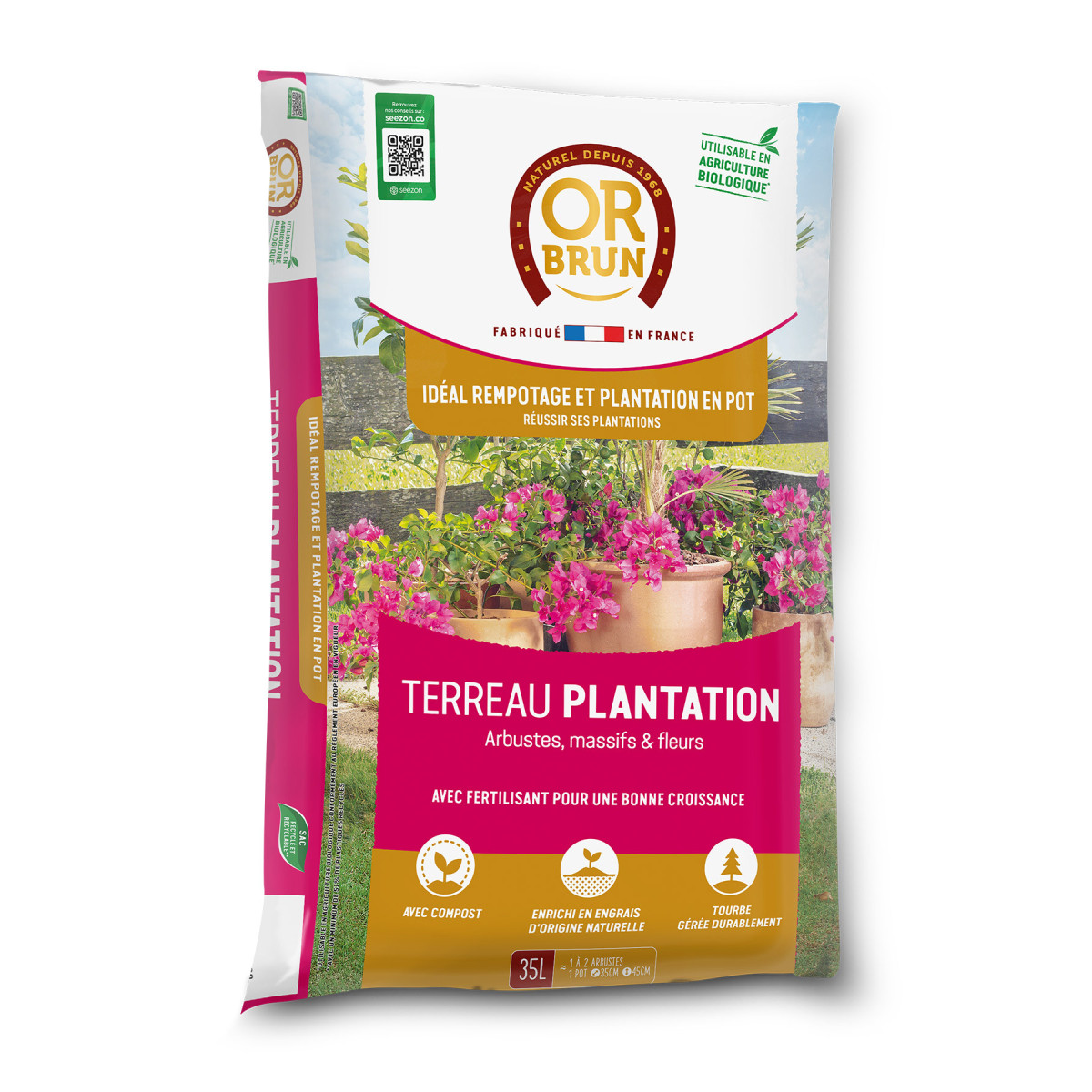 Terreno per la piantagione Or Brun 35L - Rinvaso speciale e contenitori