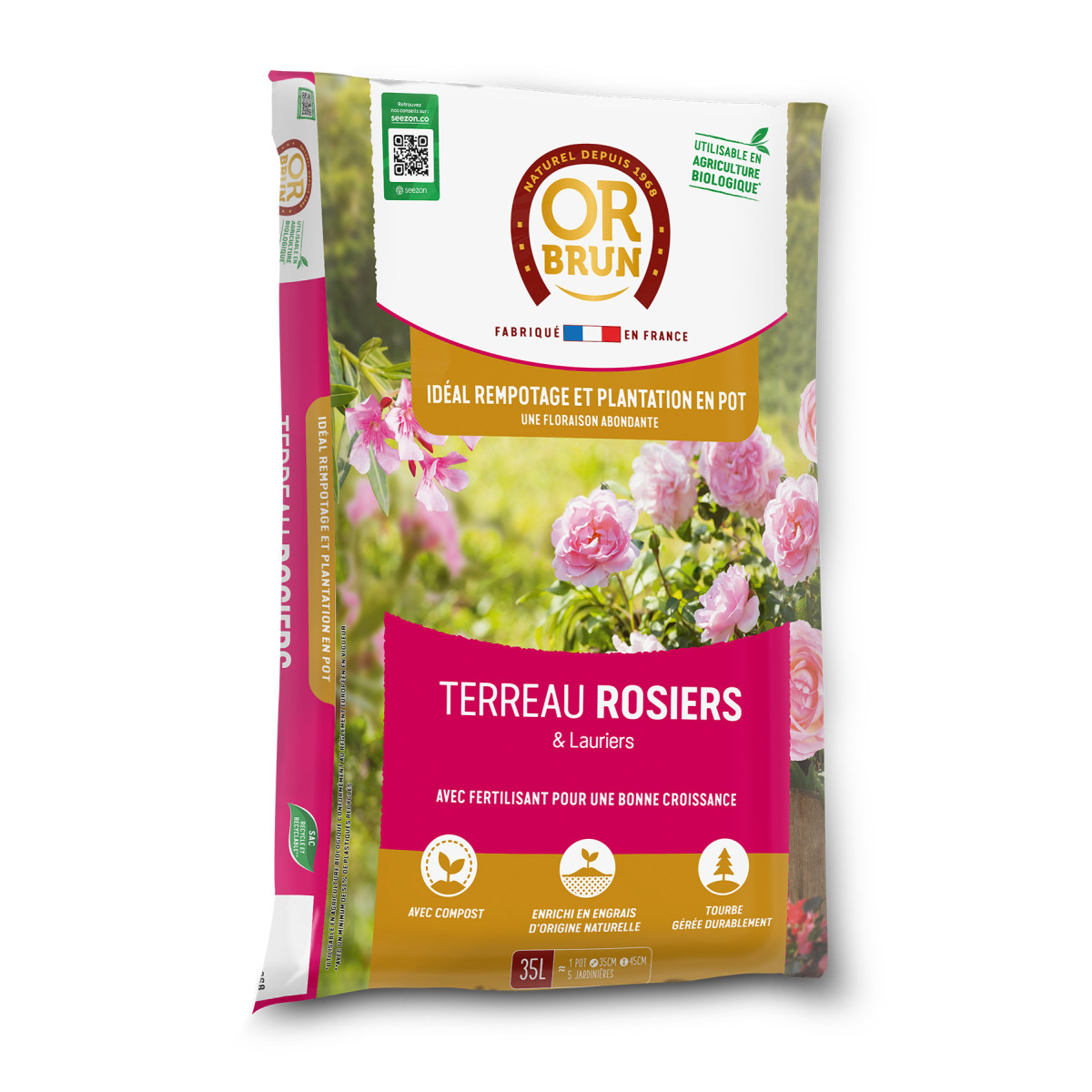 Sac de terreau spécial rosiers Or Brun 35 litres