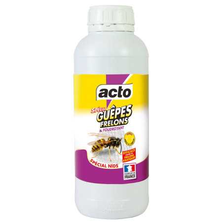 Bidon de 1 litre insecticide liquide ACTO spécial nids guêpes frelons