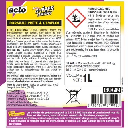 Tratamiento radical de nidos de avispas y avispas para pulverizador