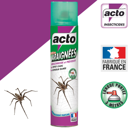 Aérosol spécial araignées ACTO 400ml : action choc et préventive