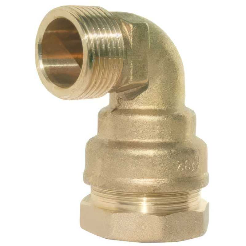 Gomito maschile in ottone serie 7000 PN16 | Raccordo a compressione PE Gomito maschile in ottone serie 7000 PN16 | Raccordo a compressione PE