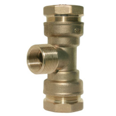Compression te with male threading and brass female tapping