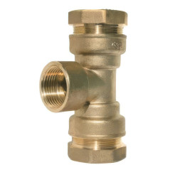 Compression te with central female brass tapping
