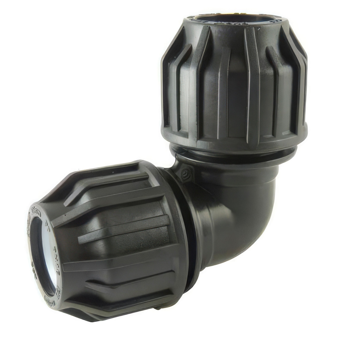 Union PE Elbow with 90° Compression | Lubricated & Captive Gasket