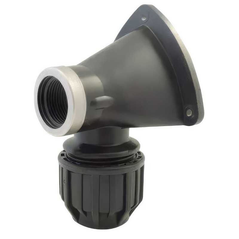 90° Female Reinforced Stainless Steel Wall Fitting | For Garden Faucets 90° Female Reinforced Stainless Steel Wall Fitting | For Garden Faucets