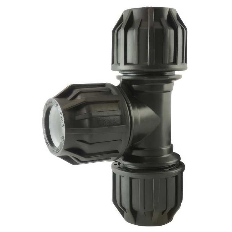 Equal Compression Tee for PE Tube | Polypropylene Fitting PN16 Equal Compression Tee for PE Tube | Polypropylene Fitting PN16