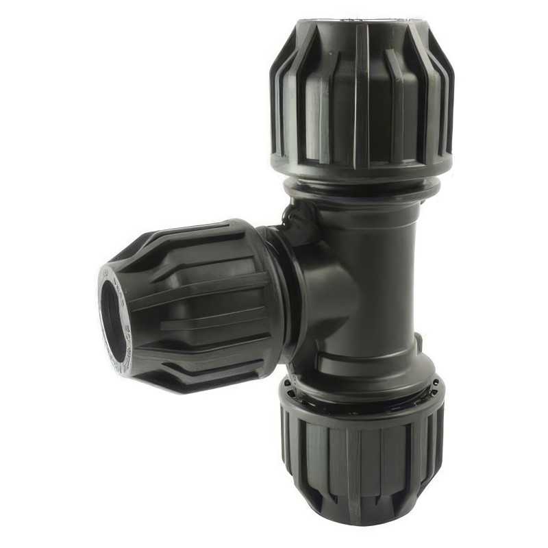 A compressione ridotta a T per tubo PE | Accessorio in polipropilene PN16 A compressione ridotta a T per tubo PE | Accessorio in polipropilene PN16