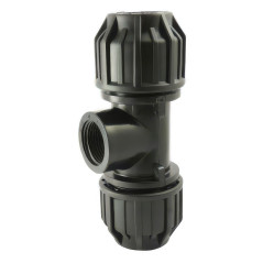 90-degree Té compression connection with tapped bypass