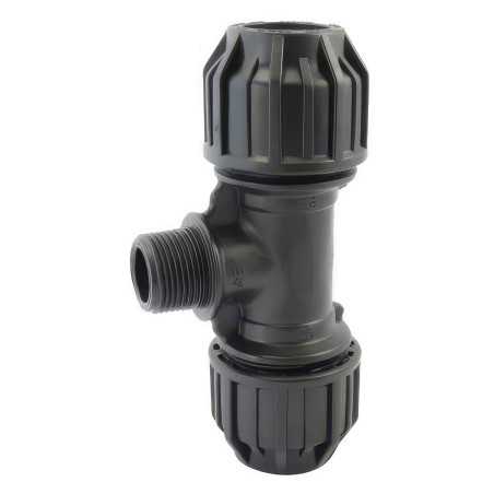 Multipropylene compression connection for PE tube - Te 90 with threaded derivation