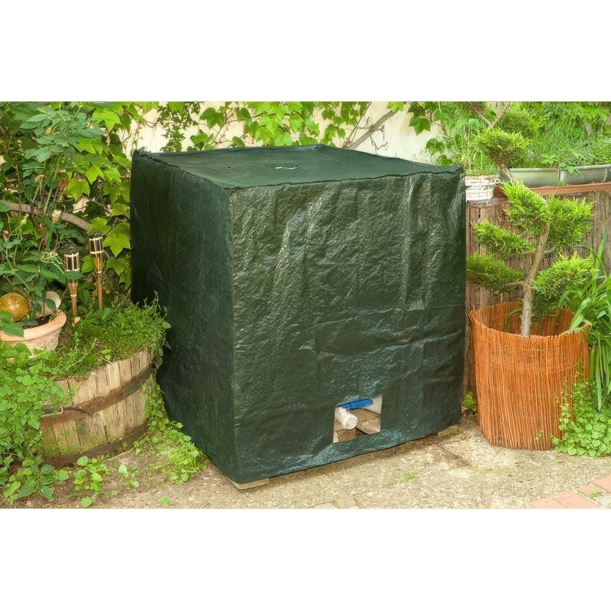 Panzerschutzplane 1000L IBC | Anti-Algen & Anti-UV | Grün
