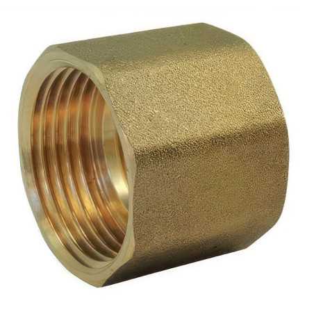 Brass screw fitting: Female/Female tapped sleeve with brass central stop