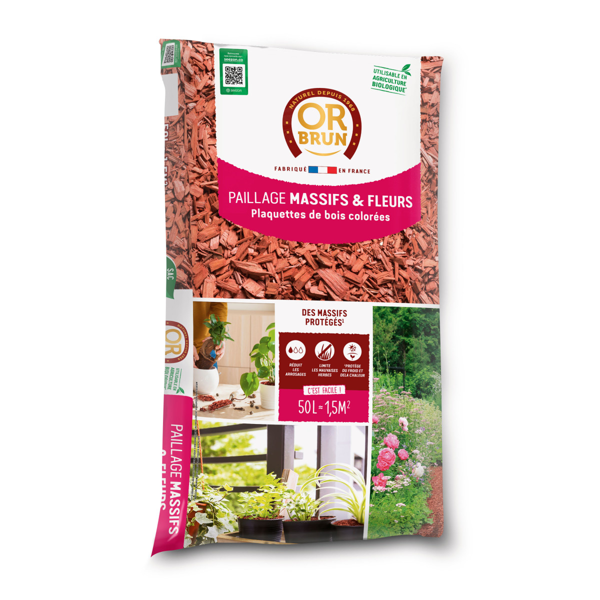 Red Wood Chips Or Brun 50L – Dekorativer Mulch Maritime Pine 10-40