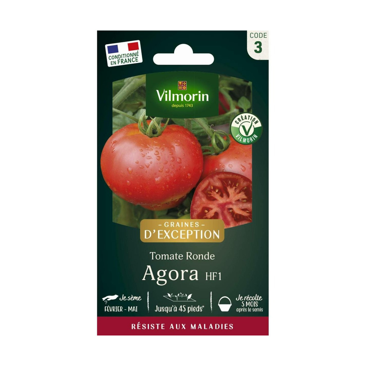 Sachet graines Tomate Agora HF1 Vilmorin - Hybride résistante