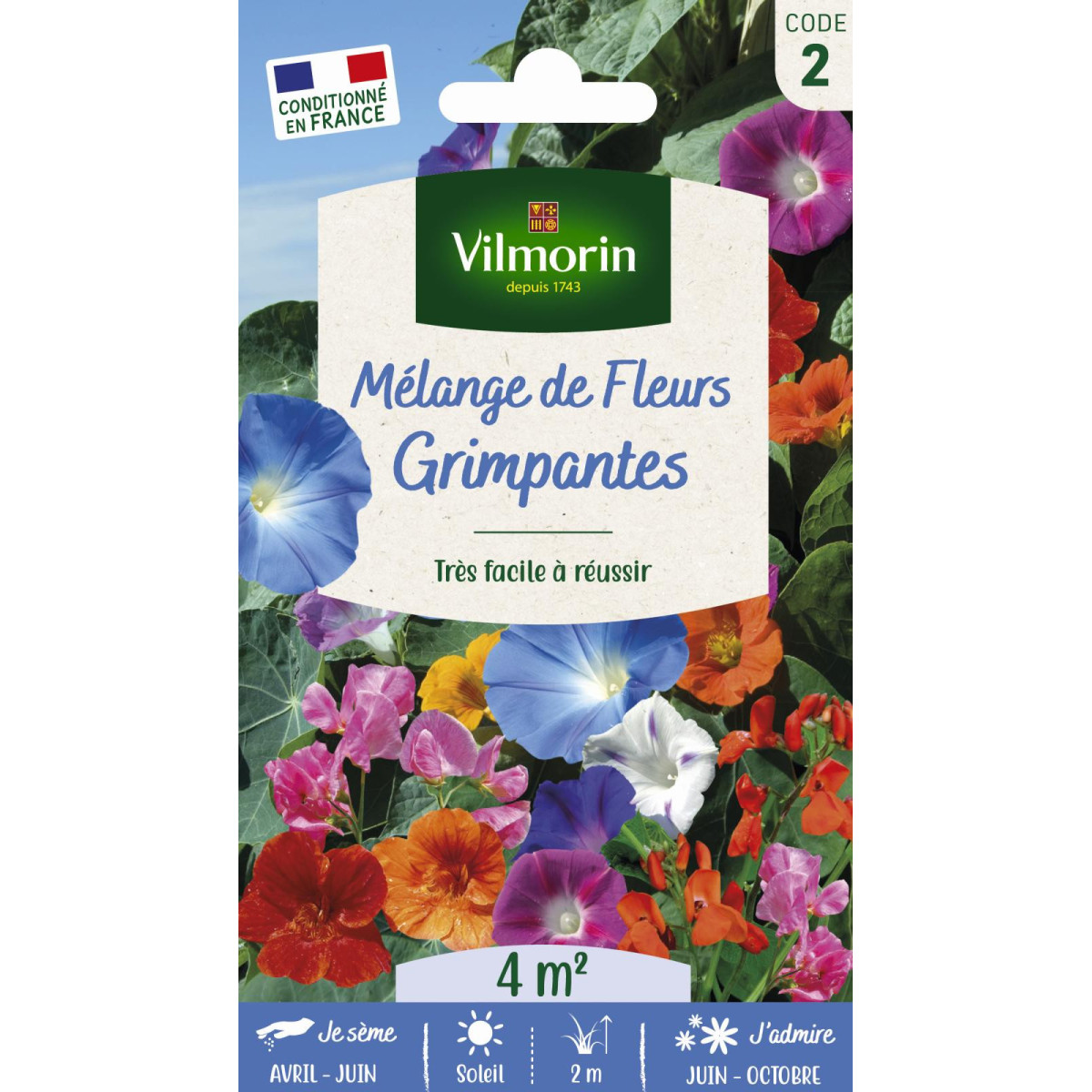 Mezcla de flores trepadoras Vilmorin 4m² | Verano de siembra fácil