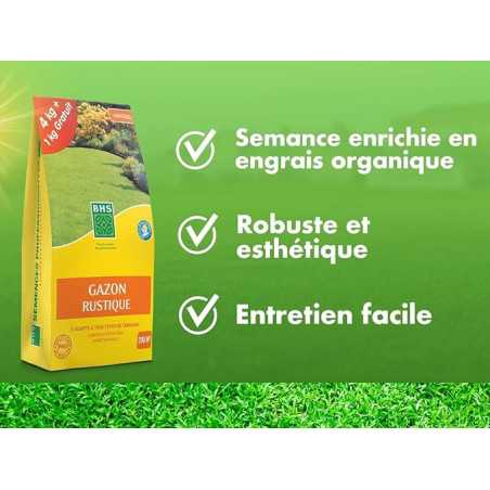 Gazon Rustique BHS 5 kg + 1 Gratuit | Engrais Organique | 200m²