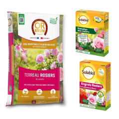 Rosen Komplettpaket: Blumenerde 35L + Bio Dünger + Schwefelbehandlung
