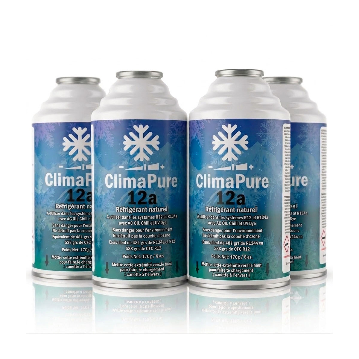 Set of 4 Climapure 12a Gas Cans - Replacement for R12 and R134a