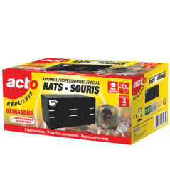 Répulsif Ultrasons Professionnel ACTO 325 m² - Special Rats et Souris - RUSCS2