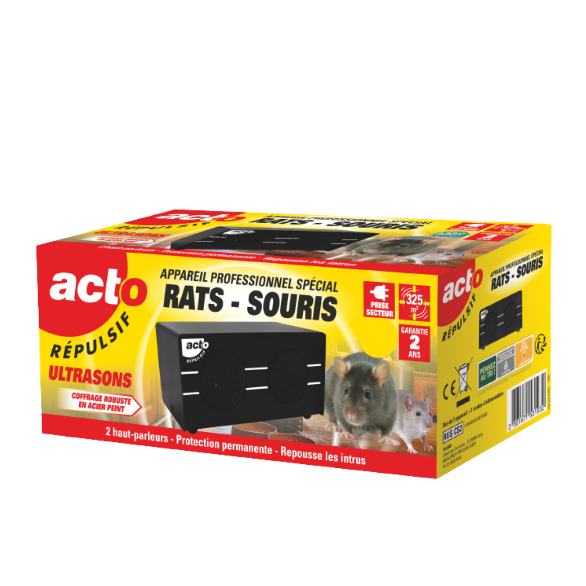 Repelente Ultrasonidos ACTO 325m² Ratas Ratones | RUSCS2