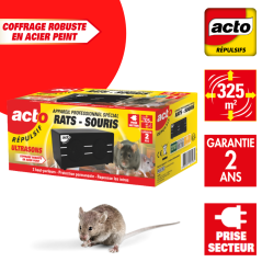 Repellente Ultrasuoni Professionale ACTO 325 m² - Speciale Ratti e Topi - RUSCS2