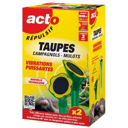 Pack 2 Solar Mole Repellers ACTO 800m² | RUST4