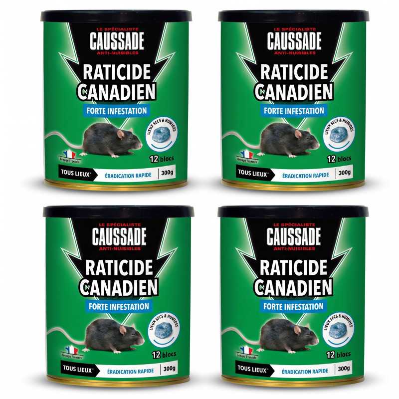 Lotto di 4 Topicida Canadese Caussade - 1200 g, 48 blocchi - Flocumafen Lotto di 4 Topicida Canadese Caussade - 1200 g, 48 blocchi - Flocumafen