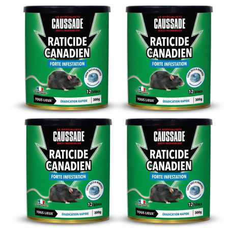 Lote de 4 Raticida Canadiense Caussade - 1200 g