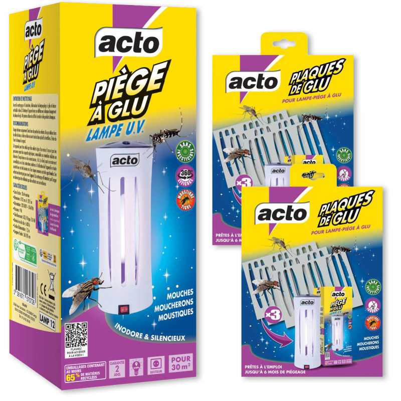 Pack ACTO Trampa Adhesiva Lámpara UV + 6 Placas - 12 meses de protección Pack ACTO Trampa Adhesiva Lámpara UV + 6 Placas - 12 meses de protección