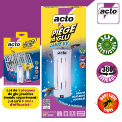Pack ACTO Trampa Adhesiva Lámpara UV + 6 Placas - 12 meses de protección