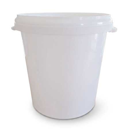 Cubo 30 litros blanco PP con tapa y 2 asas