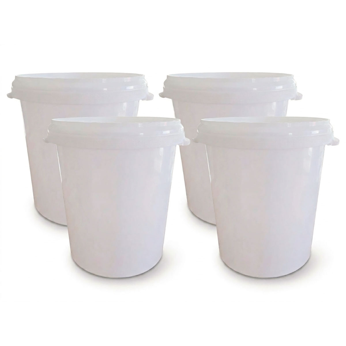 Lot de 4 Seaux 30 Litres Blancs PP avec Couvercle