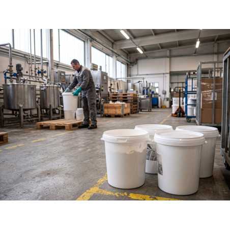 4er-Set Eimer 30 L Weiß aus Polypropylen mit Deckel