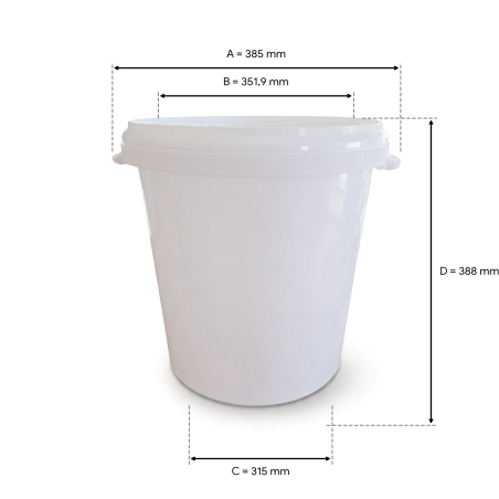 Lot de 4 Seaux 30 Litres Blancs PP avec Couvercle