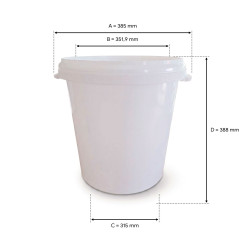 30 Litre White Polypropylene Bucket with Lid - 2 Handles
