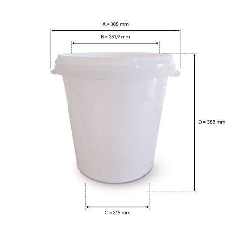 Cubo de 30 litros blanco de polipropileno con tapa - 2 asas