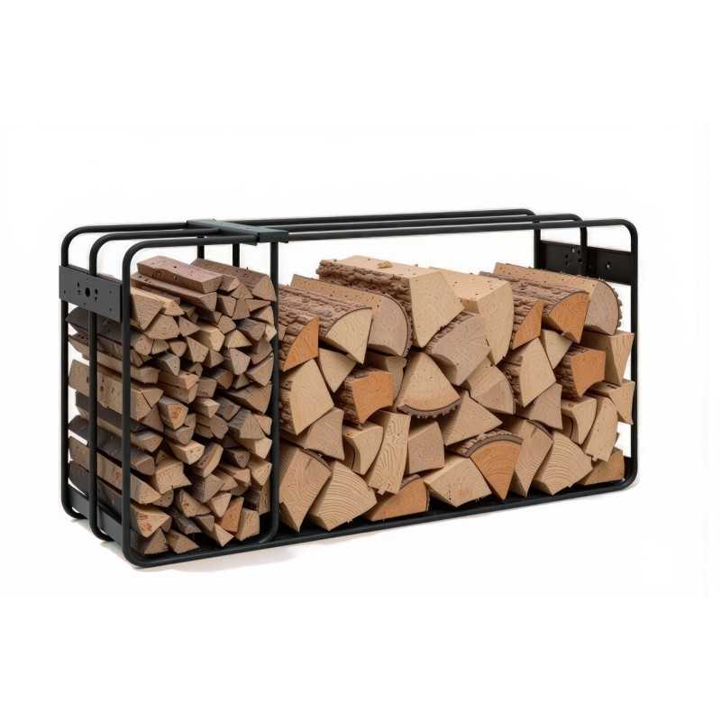 Portalegna basso FLOX Cookking 80x40 cm - Acciaio saldato, 2 scomparti Portalegna basso FLOX Cookking 80x40 cm - Acciaio saldato, 2 scomparti