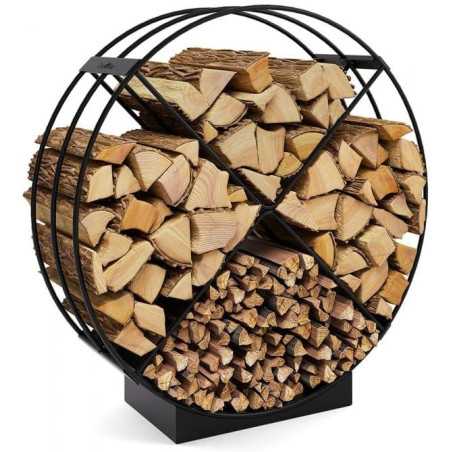 Porte-bûches Cookking RONDO 80 cm - Acier Soudé, Roue 4 Compartiments