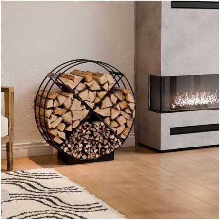 Porte-bûches Cookking RONDO 80 cm - Acier Soudé, Roue 4 Compartiments