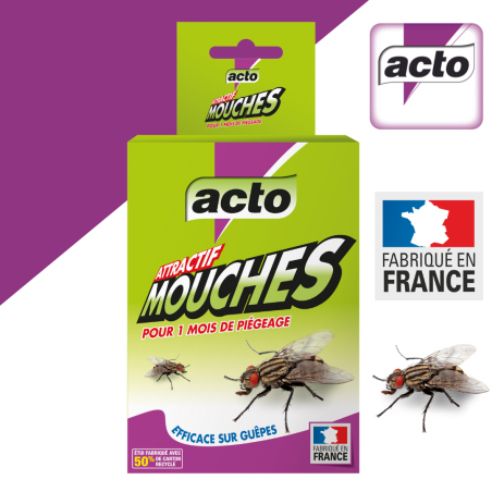 Pack Piège à Mouches ACTO - Piège + Attractif 75 g, prêt à l'emploi