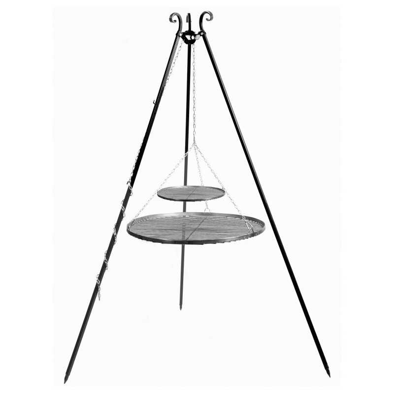 Barbecue a treppiede 180 cm Cookking - due griglie in acciaio, 70 o 80 cm Barbecue a treppiede 180 cm Cookking - due griglie in acciaio, 70 o 80 cm