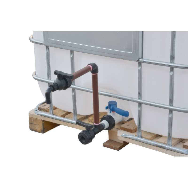 Kit 2 uscite cisterna IBC S60x6 - femmina 1 pollice e rubinetto 25 mm Kit 2 uscite cisterna IBC S60x6 - femmina 1 pollice e rubinetto 25 mm