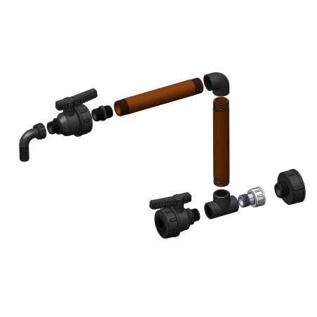 Kit 2 uscite cisterna IBC S60x6 - femmina 1 pollice e rubinetto 25 mm