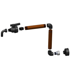 Kit robinet surélevé pour cuve IBC S60x6 - tubes rigides et coude cannelé 25 mm