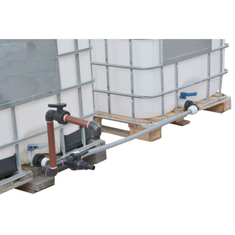 Kit batteria 2 cisterne IBC S60x6 - tubo, 2 valvole e uscita rialzata Kit batteria 2 cisterne IBC S60x6 - tubo, 2 valvole e uscita rialzata