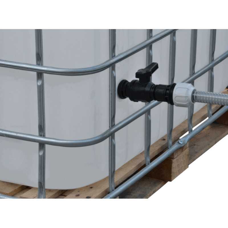 Tank-Ablaufset 1000L mit Kugelhahn und Klemmverbinder 25 mm Tank-Ablaufset 1000L mit Kugelhahn und Klemmverbinder 25 mm