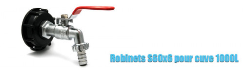 Robinet Cuve 1000L avec Raccord de Tuyau Filtres, S60X6 IBC Raccord  Robinet, Vanne Cuve 1000l en Laiton, Robinet Recuperateur Eau de Pluie  (1/2)