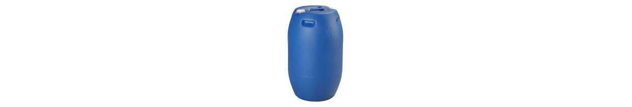 Bidón azul con tapón, plástico alimentario - 5 a 220 L
